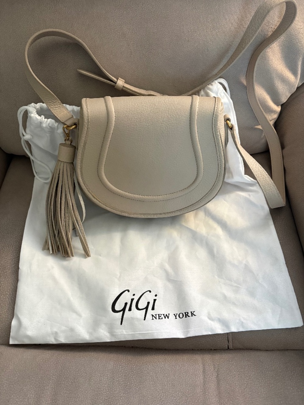 Gigi Jenni Saddle Bag.  Color Beechwood